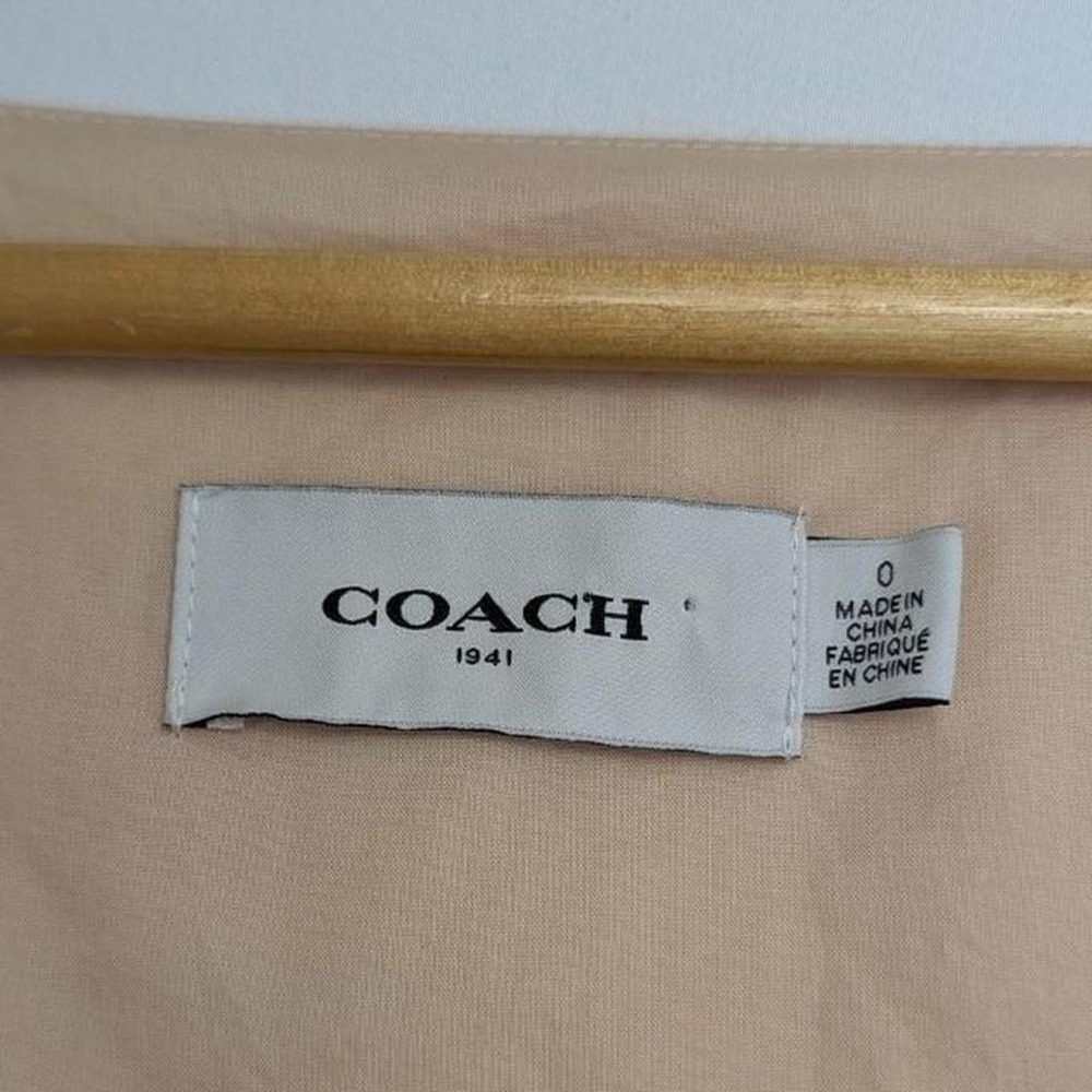 Coach Apple Print V-Neck Cargo Pocket Midi Dress Blush Peach Size 0 - Picture 10 of 11